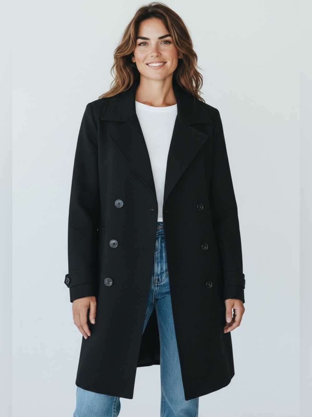 🖤 The Kooples Black Wool Blend Double-Breasted Coat – NWT Med-Xl